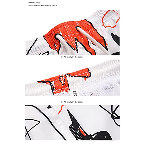 Men's Beach Shorts Cartoon Graffiti Printing Creativity Swimming Quick Dry Drawstring Trunks Fitness Pants3