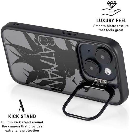 Skinit Kickstand Phone Case Compatible with iPhone 16 - Officially Licensed DC Comics Batman Silhouette Art Design