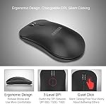 Arteck 2.4G Wireless Mouse with Nano USB Receiver Ergonomic Design Silent Clicking for Computer/Desktop/PC/Laptop and Windows 10/8/7 Build in Rechargeable Battery - Black