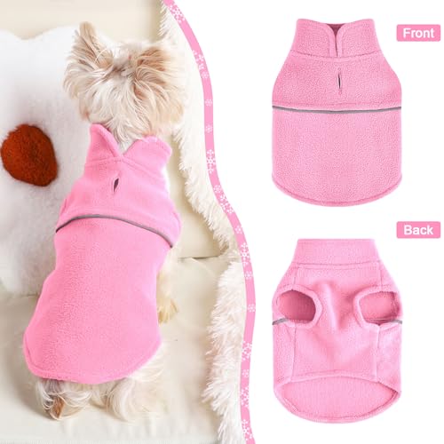 Image of Dog Clothes for Small Dogs Fleece Vest Dog Sweater Boy Girl, Warm Pullover Fleece Doggie Jacket, Winter Pet Ourfit Chihuahua Sweater - Yorkie Clothes (Pink, Small)