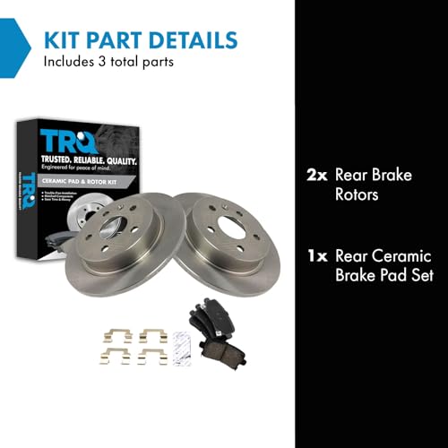 Image of TRQ Rear Brake Pad and Rotor Set Ceramic Solid Rotors