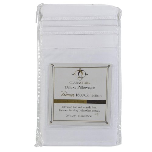 Clara Clark Premier 1800 Collection Pillowcase Set - King Size, White