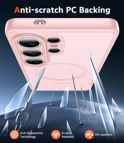 Image of FNTCASE for Samsung Galaxy S26-Ultra Case: Matte Magnetic Translucent Phone Cases with Screen Protector Lens Protection Compatible with Magsafe Rugged Protective Cell Cover (C-Frosted Pink Magnetic)