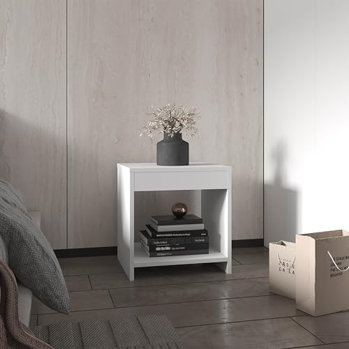 16" Engineered Wood Small Nightstand, Modern Beside Table with Open