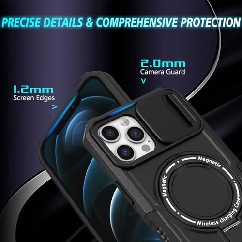 Coque iPhone 14 Pro noire antichoc dotée d'un support invisible et aimant intégré - 3