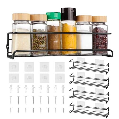 HDRNT Gewürzregal Stehend 4er Set,Gewürzregal Wand,Gewürzhalter Hängend aus...