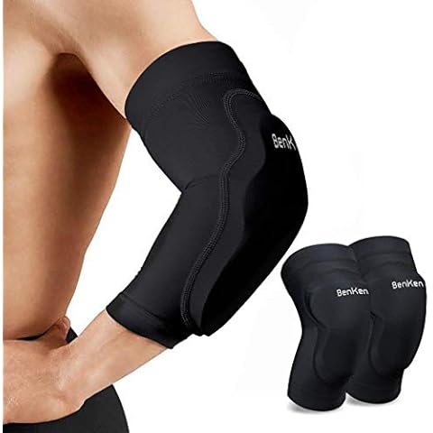 BenKen Elbow Pads Elbow Sleeve Support Brace for Tennis, Basketball,Volleyball, Dance,Yoga, Weightlifting Anti-Slip Rubber Suitable for Adult/Teenager Black Cover
