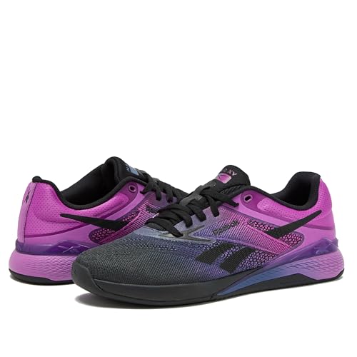Reebok Nano X5 Sneakers for Women, Cross Training Gym Walking Shoes Women, Black/Twilight Purple/Purple Rave, 11