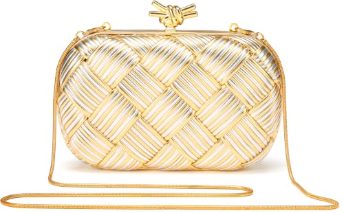 Image of Clutch Purses for Women, Vegan Leather Evening Handbag with Gold Chain