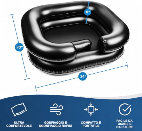 Image of Inflatable Shampoo Basin Set - Portable Shampoo Bowl, Inflatable Hair Washing Basin for Bedridden, Elderly, Disabled and Handicapped, Portable Hair Washing Sink for Dreadlocks