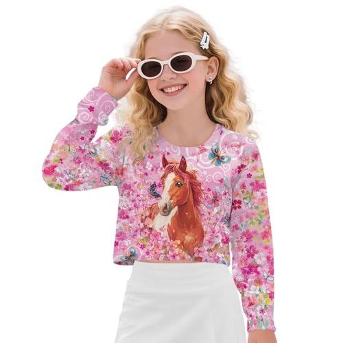 Sweatshirts for Girls Crop Tops Casual Pullover Sweatshirt Long Sleeve Crewneck Tee Shirts Kids Fall Clothes3