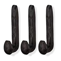 Rustic State Puntal Wrought Iron Hooks Antique Cast Iron Railroad Spike Coat Hooks Wall Mount Forged Hanger for Coat Towel Bag Hat Pot Pan - Black -Set of 3