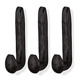 Rustic State Puntal Wrought Iron Hooks Antique Cast Iron Railroad Spike Coat Hooks Wall Mount Forged Hanger for Coat Towel Bag Hat Pot Pan - Black -Set of 3