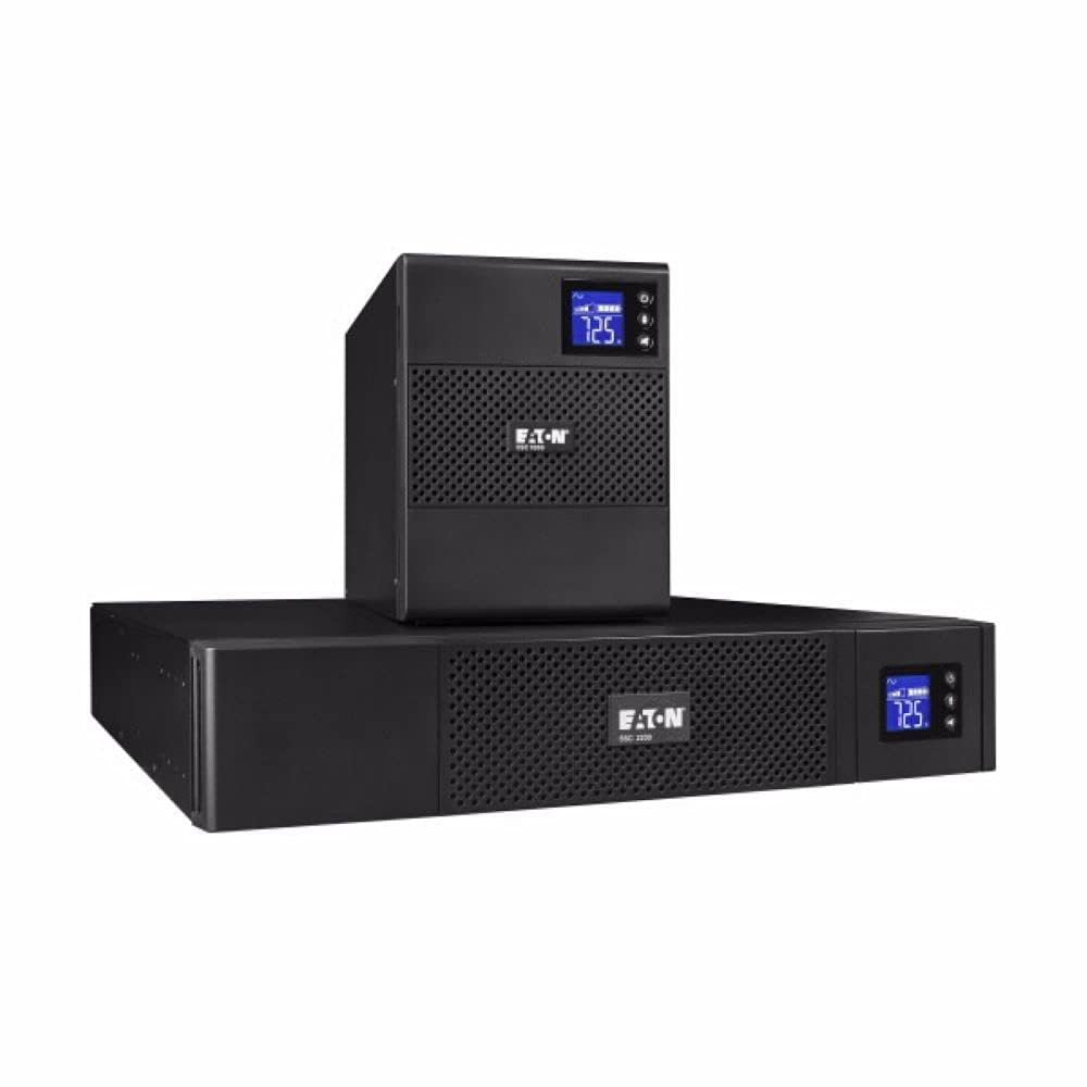 Eaton Onduleur 5SC 750 IEC Tour - Line-Interactive UPS - Puissance 750VA (6 Prises IEC 10A) - Régulation de Tension (AVR) - UPS avec Afficheur et Interface USB (Cable USB Inclus) - Noir (5SC750I)