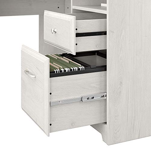 Bush Furniture Cabot 60W L Shaped Computer Desk In Linen White Oak #TOP5