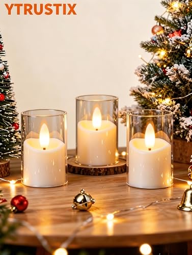 Image of Rechargeable Flameless Tea Light Candles with Timer Remote, 1.7 inchx2.5 inch Acrylic Small Votive Electric LED Candles Battery Operated for Halloween Christmas Wedding Decor (Pack of 6, White)