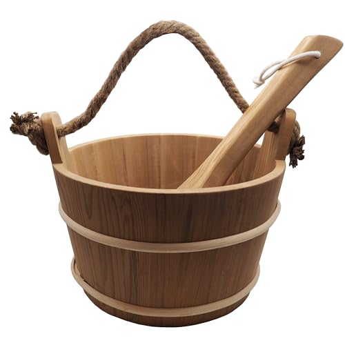 HSE Cedar Large Sauna Bucket & Ladle (6L, Red Cedar)