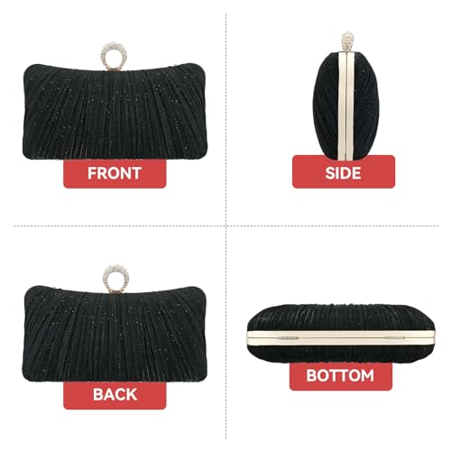Image of Simcat Women Gold Clutch Purses Glitter Evening Handbag Pleated Evening Bag for Lady Formal Bridal Wedding Prom