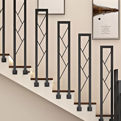 Balustres pour escalier moderne en fer blanc rigide au design carré minimaliste - 7