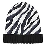 Naanle Beanie Mütze Aquarell Zebra Gestreifte Damen Beanie Mütze Stretch Slouchy Warm Knit Winter Mützen Skully Black Beanie Damen Ski Beanies Cap, Schwarz , M/L