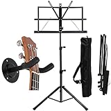 DEVICE OF URBAN INFOTECH Notation Stand 2 in 1 Dual-Use Folding Sheet Music Stand with Carrying Bag Desktop Book Stand for Notes, Violin, Musical Instruments Lyrics Stand with Free Guitar Wall Hanger