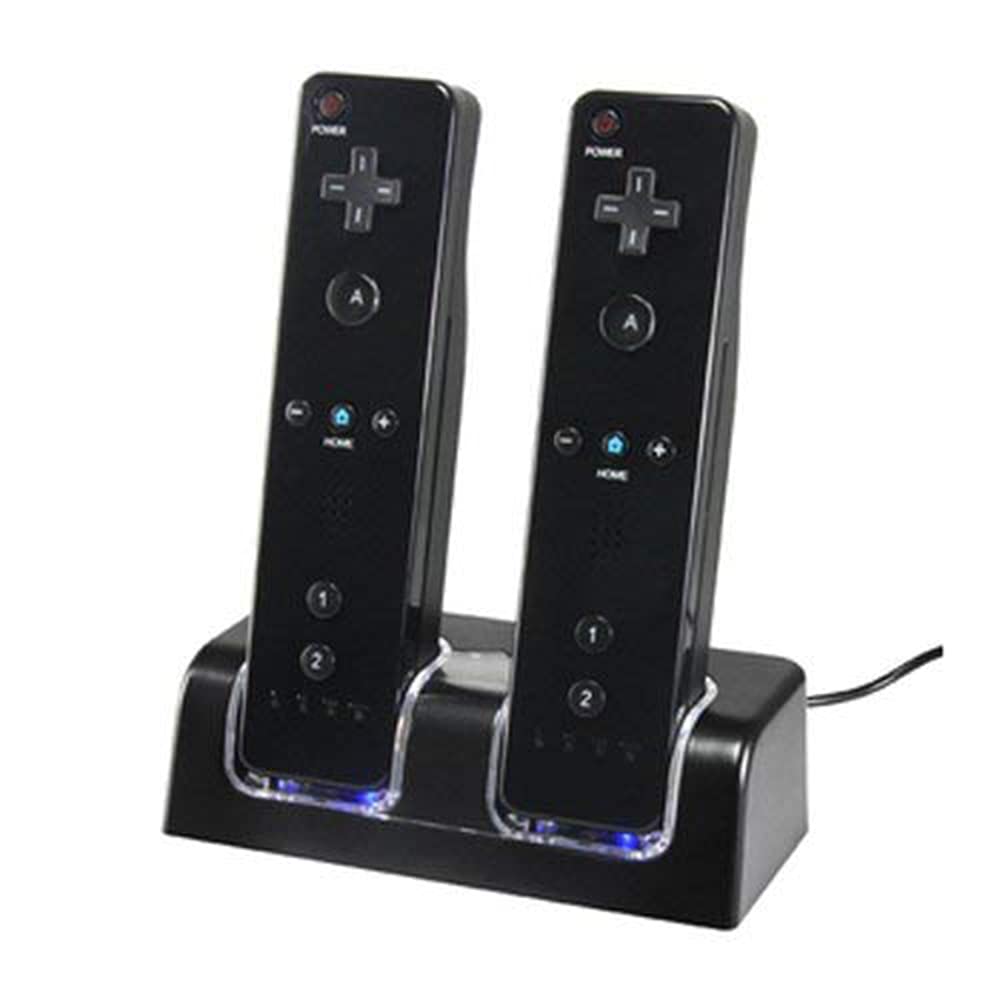 OSTENT Caricabatterie Dock Station + 2 Batterie compatibili per Nintendo Wii Remote Controller Colore Nero