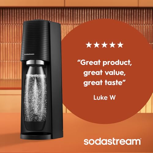 SodaStream - Terra Sparkling Water Maker, Quick Connect CO2 System, Includes 60L Gas Cylinder, BPA-Free 1L Bottle, Eco-Friendly & Reduces Plastic Waste, Black