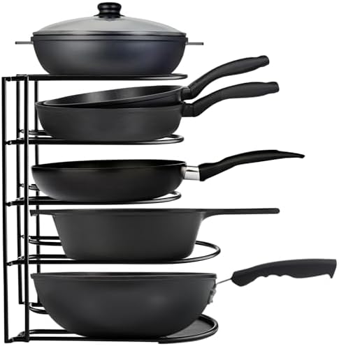 Heavy-Duty Pots and Pans Organizer | 5-Tier Cookware & Lid Storag...