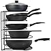 Heavy Duty Pots and Pans Organizer - For Cast Iron Skillets, Pots, Frying Pans, Lids | 5-Tier Durable Steel Rack for Kitchen Counter & Cabinet Storage and Organization - No Assembly Required [Black]