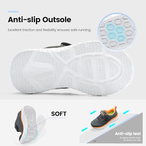 Kids Sneakers for Boys Girls Athletic Running Walking Shoes Lightweight Sports Tennis Shoes Adjustable Strap Sneaker for Little Kid Big Kid Gym School4