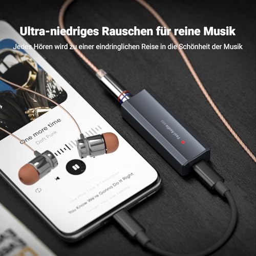 Fosi Audio DS2 Kopfhörerverstärker DAC 3,5 mm USB C Klinke Audioadapter Tragbarer Verstärker mit Dual-Ausgang DSD256 4,4 mm symmetrischer hochauflösender CS43131 Chip für iPhone iPad