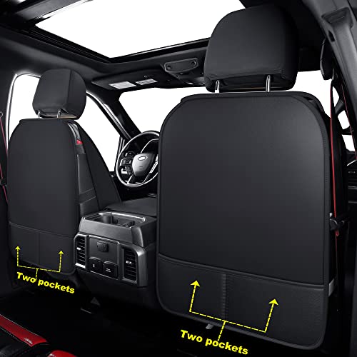 Image of LUCKYMAN CLUB F150 Front-only Seat Covers J03-Q3 with Waterproof Faux Leather, Fit 2015-2025 Ford F150 and 2017-2025 F250 F350 F450 (Front only, Black-Blue)