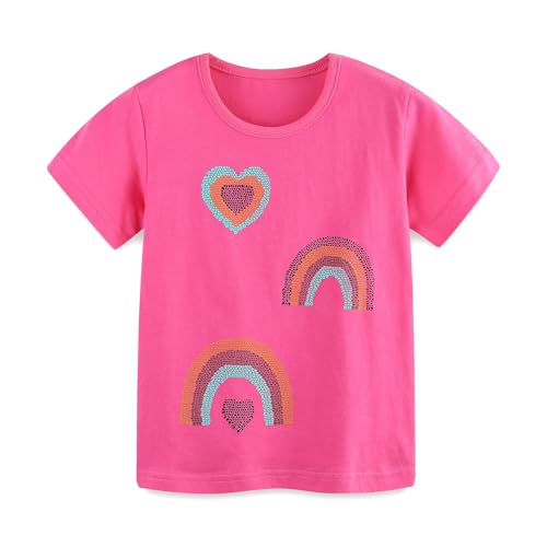 Image of Toddler Girls Short Sleeve T-Shirt 100% Cotton Crew Neck Top Holiday Sweatshirt 3 Pack