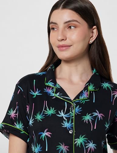 Image of Women's Pure Cotton Top & Pyjama Set - Printed Nightwear and Loungewear, Comfortable Night Suit for Sleep and Relaxation