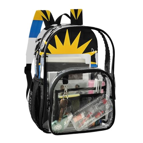 Women Clear Backpack Cute Kids Backpack for Girls Approved Plastic Bag Large Antigue Barbuda Flag2