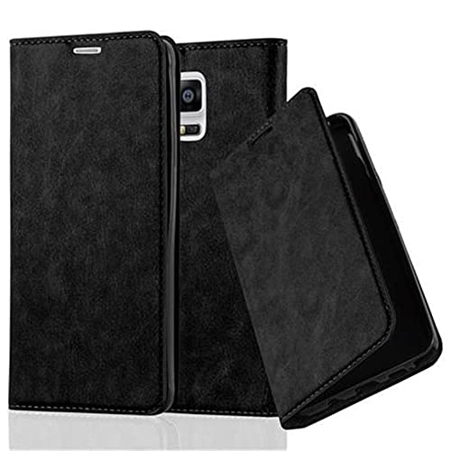 Cadorabo Hülle kompatibel mit Samsung Galaxy Note 4 aus Premium Kunst Leder Flip Klappbare Stoßfeste Magnetische [Standfunktion] [Kartenfächern] Cover Hülle für Galaxy Note 4 Tasche in Schwarz