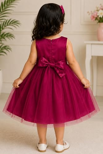 Image of TotzTouch Baby Girls Party Dress | Sleeveless Dress with Embroidered Belt for Birthday Baby Stylish Dress