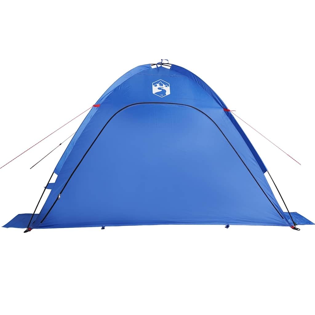 Tenda da spiaggia grigia, 210 x 150 x 130 cm, tenda parasole per spiaggia e giardino, tenda leggera con 2 ingressi, 2 finestre a rete, 4 sacchi di sabbia, picchetti e borsa per il trasporto