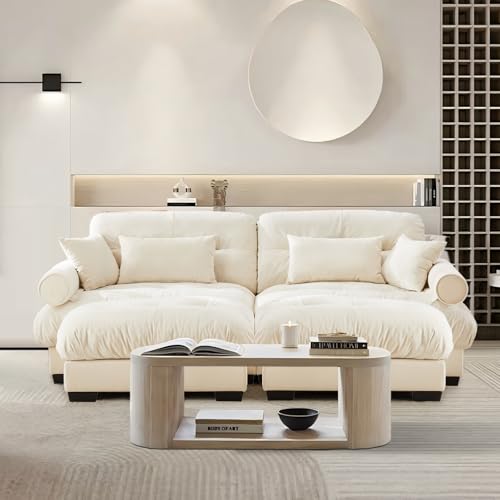 Image of SoarFlash Modern Sofa Couches for Living Room, Small Sectional Sofa Set with Reversible Chaise, Sleeper Sofas and Modular Couch Function, Suitable for Small Spaces in Apartment, Beige