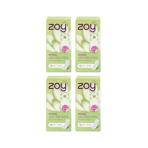 Image of ZOY Herbal Wellness Panty Liners for Women | Pack of 40 | 160mm | Helps For White Discharge & Irregular Periods | Post-Partum Support | Daily Care, Ultra Thin Cotton , Breathable, Rash-Free | 100% Toxic-Free | Daily Use Panty Liner Pads Sanitary Napkins