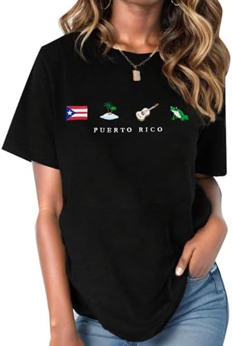 Puerto Rico Embroidery Shirt Women Puerto Rico Flag Graphic Tees ...