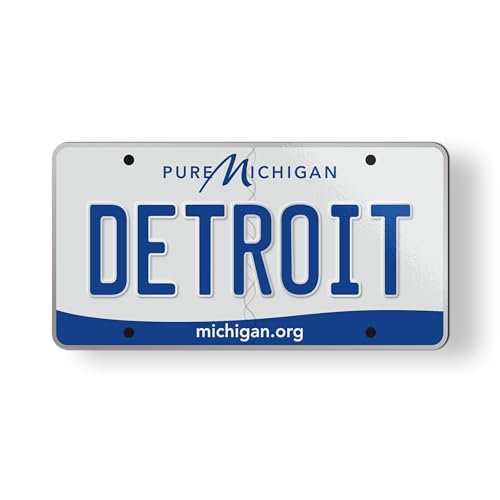 Imán estilo placa de licencia Detroit Michigan 3.5" miniatura 1