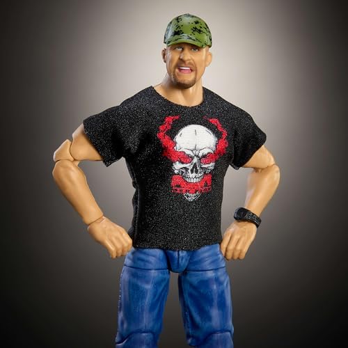 Mattel WWE Top Picks Elite Action Figure & Accessories Set, “Stone Cold” Steve Austin 6-inch Collectible with Swappable Hands, Ring Gear & 25 Articulation Points - image 4