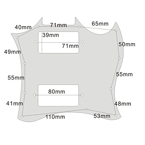 IKN 1 pickguard de remplacement 3 plis 11 trous pour guitare style SG, noir/blanc/noir - Les Beatles, Paul McCartney, John Lennon, RIngo Starr, George Harrison IKN 1 pickguard de remplacement 3 plis 11 trous pour guitare style SG, noir/blanc/noir – Image 3