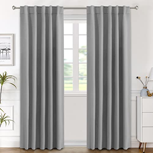 Image of H.VERSAILTEX Blackout Curtains Thermal Insulated Window Treatment Panels Room Darkening Blackout Drapes for Living Room Back Tab /Rod Pocket Bedroom Draperies (2 Panels, Grey, 42 x 84 Inch)
