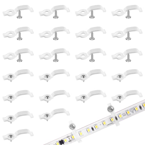 Image of LED Strip Lights Clips Light Mounting Clips One Side LED Light Clips,100 Screws Included, Ideal for 10 mm Wide Waterproof LED Strip Lights (200)