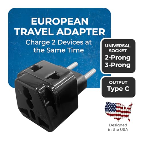 Image of OREI European Plug Adapter, Russia, Turkey & More - Type C - 2 in 1 - Perfect for Laptop, Camera Charger and More- CE, RoHS - 4 Pack - Black - 5 Years Warranty