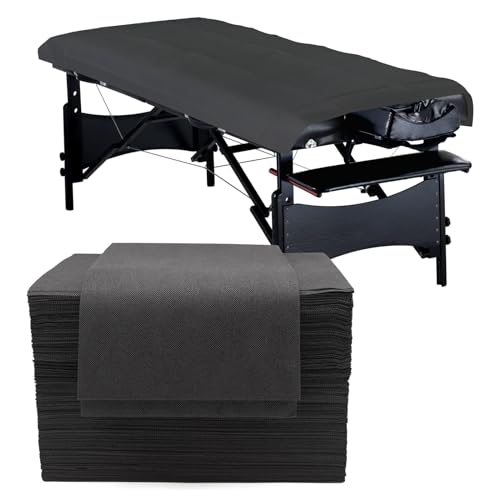Eqivei Lot de 50 Drap Jetable Table Massage, Drap de Massage Jetable Noir, Draps Jetables Pour Massage Spa Beauté, Drap Non Tissé, Drap de Lit Jetable Anti...