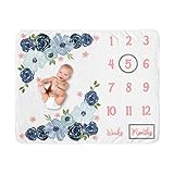 Sweet Jojo Designs Watercolor Floral Girl Milestone Blanket Monthly Newborn First Year Growth Mat...