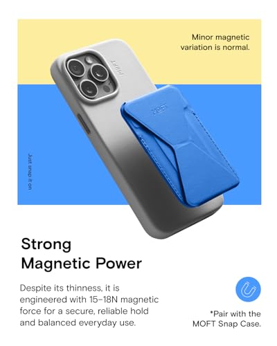 Image of MOFT Magsafe Wallet Stand Compatible with iPhone 16 /15 /14 /13 /12 Series, Angle Adjustment & MOVAS Phone Stand,Light Sapphire